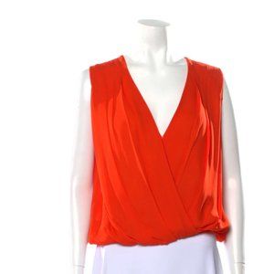 Alice & Olivia silk v-neck orange crop top